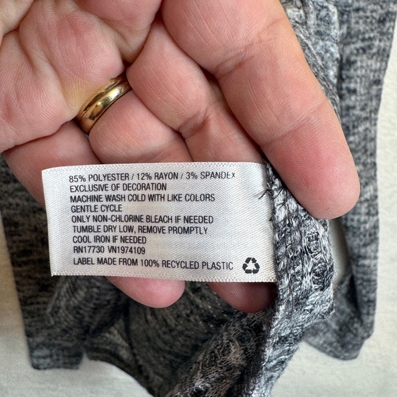 Knox Rose Shirt Womens Size XS Gray Long Sleeve Heathered V-Neck Tunic - Picture 4 of 9